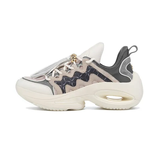 LI-NING 1990 Heart Dance Chunky Sneakers Women's Low-Top Light Antique Yellow/Haze Gray/Moonlight Gray