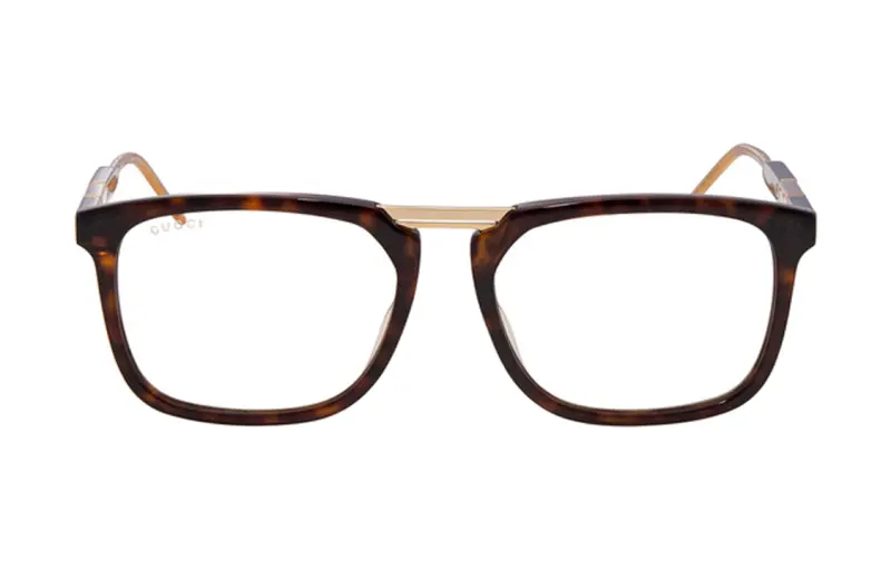 GUCCI Irregular Shape Eyeglass Frames Men's Brown
