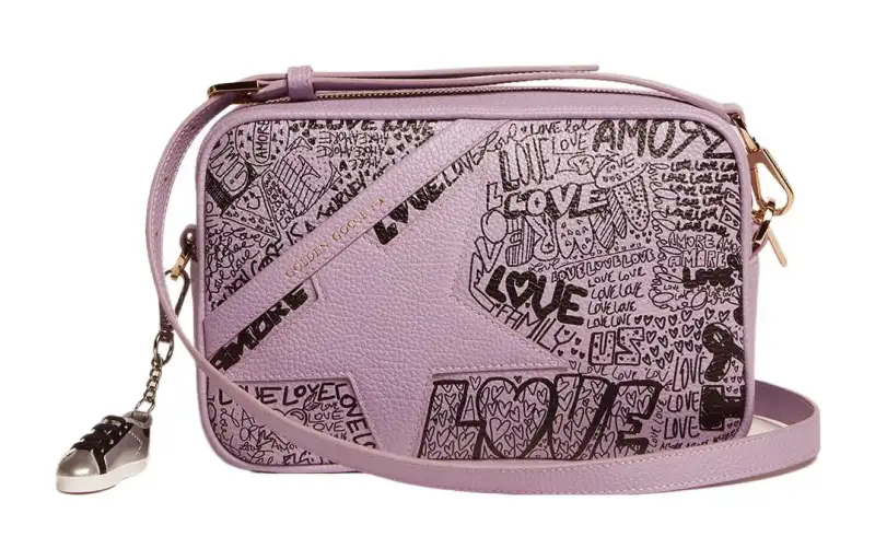 Golden Goose Cow Leather Camera Bag, Shoulder Bag, Crossbody Bag Women's Light Purple