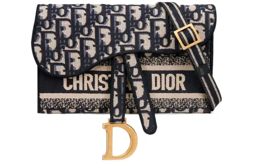 DIOR Canvas Bag Saddle Bag Fanny Pack One Shoulder Crossbody Clutch Women's Denim Blue