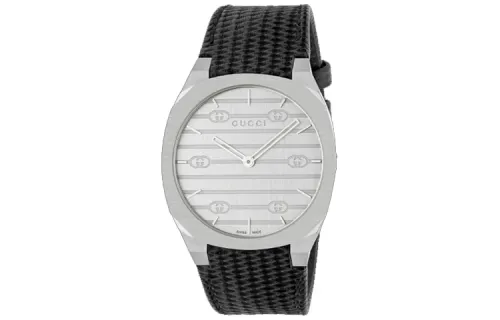 GUCCI Wrist Watches Quartz Movement Leather Strap 38mm Silver Dial Women's Watch 30m Water Resistant