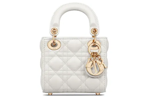 DIOR Lady Dior Sheepskin Handbag Extra Mini Women's Milk White/Candy