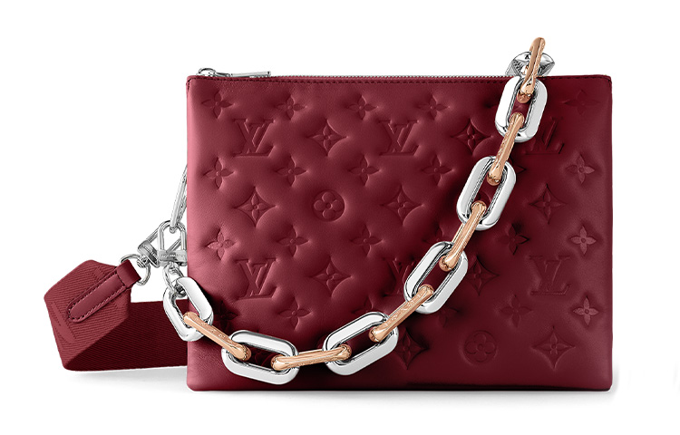 LOUIS VUITTON Coussin Lambskin Handbag, Shoulder Bag Small Women's Red