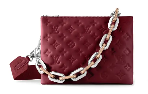 LOUIS VUITTON Coussin Lambskin Handbag, Shoulder Bag Small Women's Red