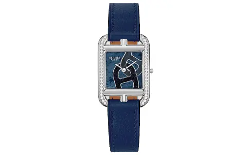 HERMES Wrist Watches Quartz Movement Genuine Leather Strap 31mm Blue Dial Women's Watch 30m Water Resistant