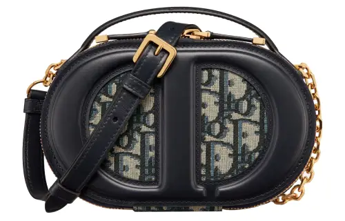DIOR Oblique Print With Leather Camera Bag, Shoulder Bag, Crossbody Bag Regular Women's Blue