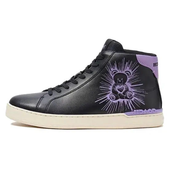 COACH Clip Skateboard Shoes Men High-Top Black