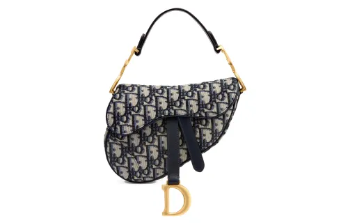 DIOR Saddle Canvas Saddle Bag, One Shoulder Handbag Mini Women's Denim Blue