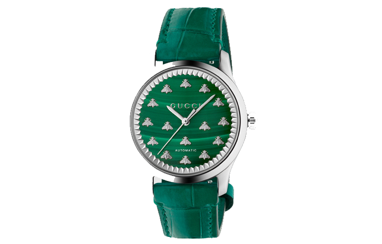 GUCCI Wrist Watches Automatic Mechanical Movement Genuine Leather Strap 38mm Green Dial Women's Watch