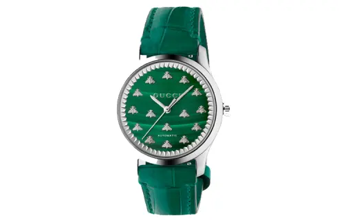 GUCCI Wrist Watches Automatic Mechanical Movement Genuine Leather Strap 38mm Green Dial Women's Watch