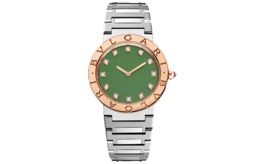 BVLGARI Wrist Watches Quartz Movement Stainless Steel Watchband 33mm Green Dial Women's Watch 30m Water Resistant