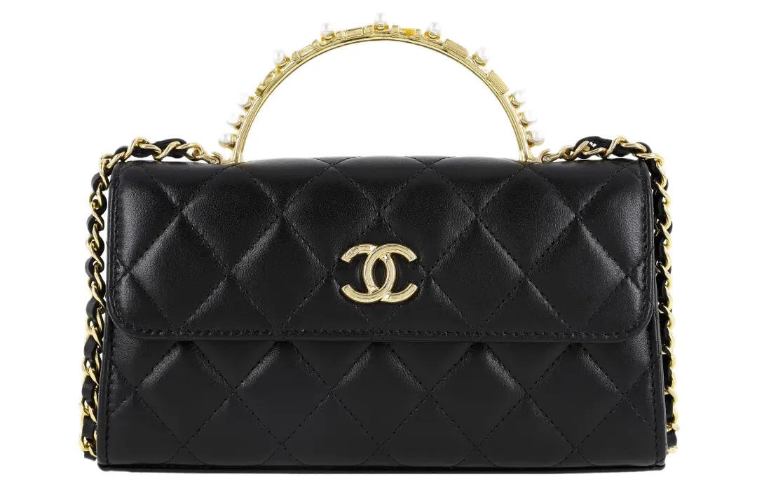 CHANEL Sheepskin Material Gold Metal Shoulder Bag, Crossbody Bag, Handbag Women's Black