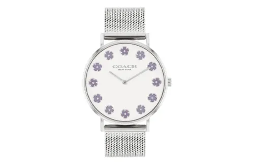 COACH Perry Collection Wrist Watches Quartz Movement Stainless Steel Strap 36mm White Dial Women's Watch