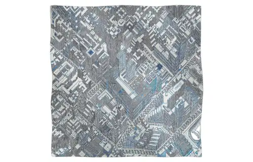 HERMES Silk Scarves Unisex Gray