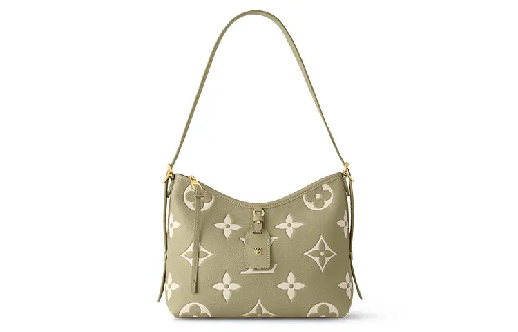 LOUIS VUITTON Carryall Grained Calfskin Shopping Bag, Combo Bag, Handbag, Shoulder Bag Women's Khaki Green