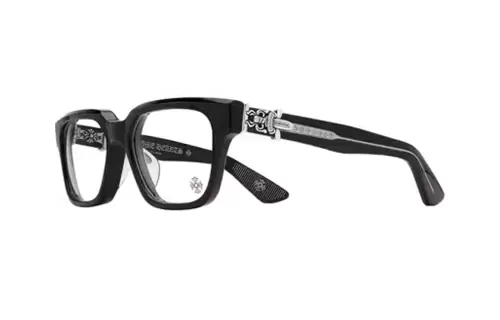 Chrome Hearts Plate Frame Irregular Shape Eyeglass Frames Unisex Black