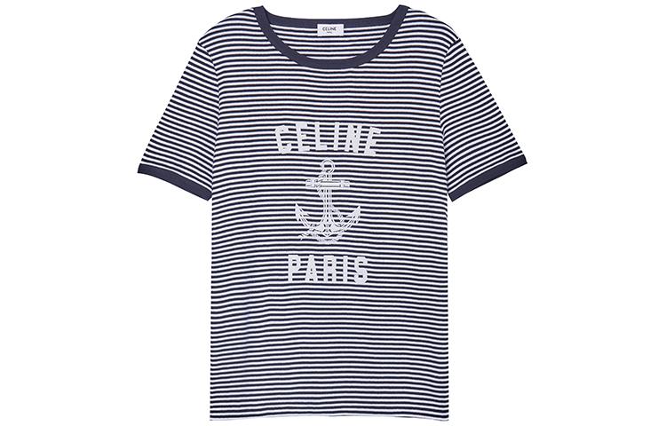 CELINE Celine SS23 Anchor stripe letter print short-sleeved T-shirt women's black