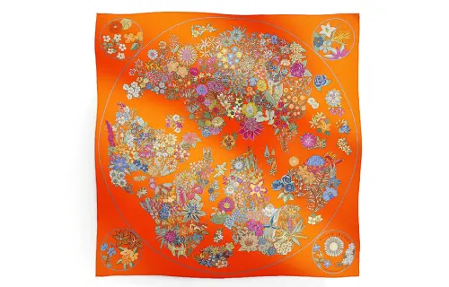 HERMES Silk Scarves Women's Orange