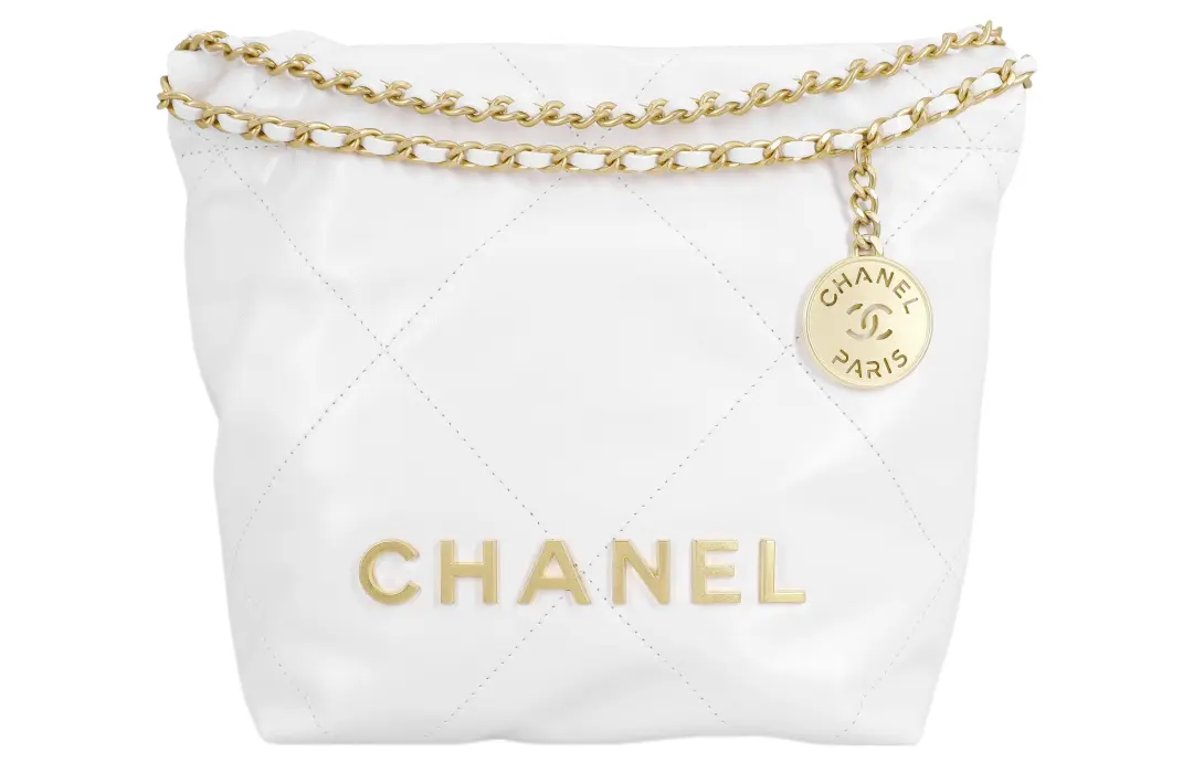 CHANEL 22Bag Cowhide Leather Material Bucket Bag, Shoulder Bag, Crossbody Bag Mini Women's White Gold