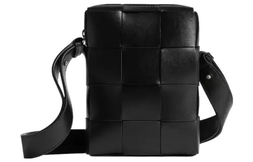 Bottega Veneta CASSETTE Cow Leather Cell Phone Pouch, Shoulder Bag, Crossbody Bag Regular Men's Black