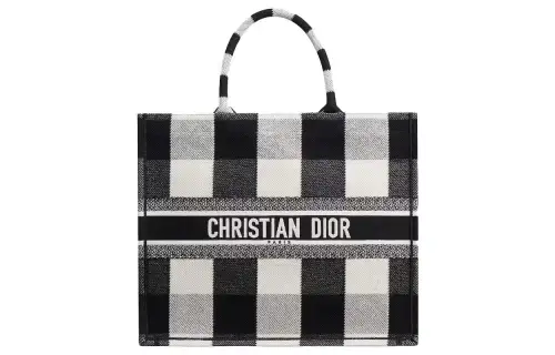 DIOR BookTote Embroidery Canvas Bag, Tote Bag, Shopping Bag, Handbag Women's Gray/White/Black