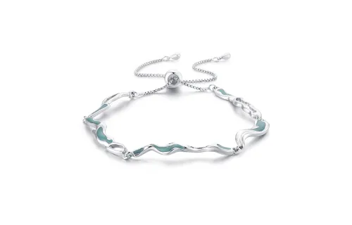 TEEX Mountains and lakes Irregular personalized blue wave bracelets Drawstring adjustable size Simple high-end temperament style Cool ins minimalism Trendy ocean style Metal bracelet Women's style