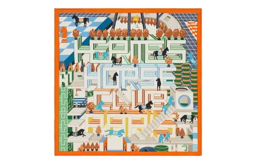 HERMES Detail Scarves Women's Orange