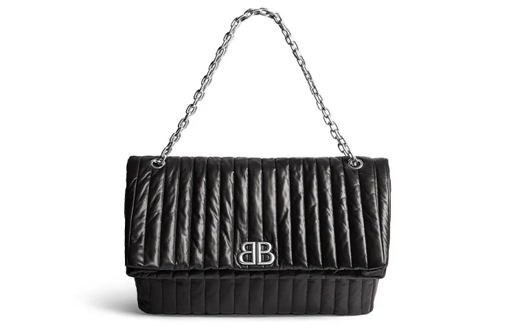 Balenciaga Calfskin Chain Bag Portable Shoulder Bags Large Women's Black