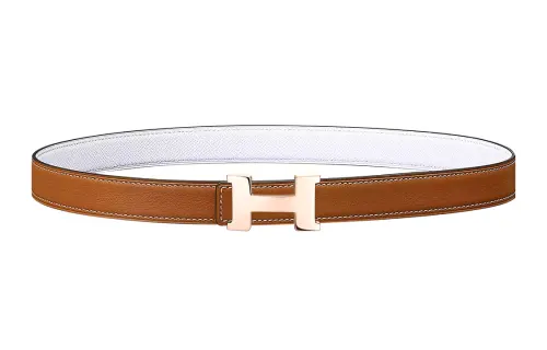 HERMES Constance Calfskin Leather Belts Women's Brown Width 2.4cm