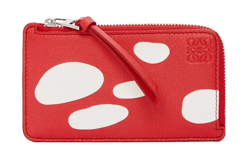LOEWE Anagram Cow Leather Coin Card Holder Regular Men's Dark Red