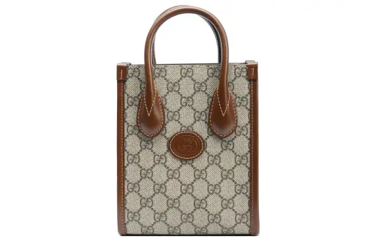 GUCCI Gucci Ретро классическая GG старый цветок с принтом по всей поверхности Большая сумка Большая сумка для покупок Сумка для покупок через плечо Музыкальная сумка через плечо Сумка из холста и кожи Мини-мужские и женские модели в одном стиле для пар черного цвета и коричневого цвета