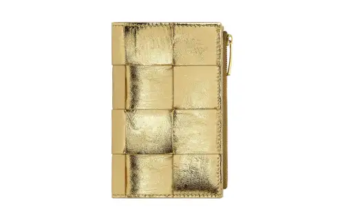 Bottega Veneta Lambskin Wallet Medium Women's Gold
