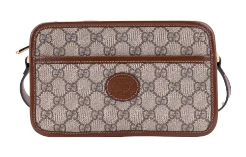 GUCCI Canvas With Leather Crossbody Bags Mini Unisex Ebony & Brown
