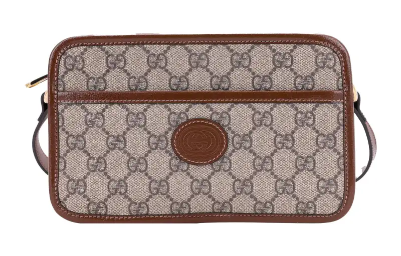 GUCCI Canvas With Leather Crossbody Bags Mini Unisex Ebony & Brown