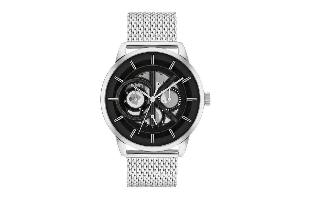 CALVIN KLEIN Brave Heart Collection Wrist Watches Quartz Movement Steel Strap 43mm Black Dial Men's Watches