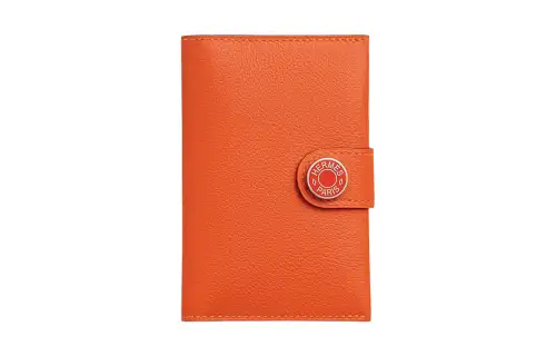 HERMES R.M.S Evercolor Leather Card Holder Women's Flame Orange