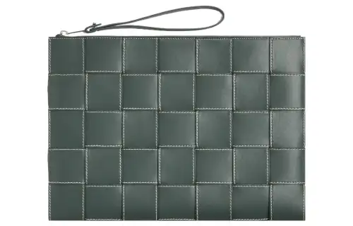 Bottega Veneta Cow Leather Clutch Large Men's Slate Gray