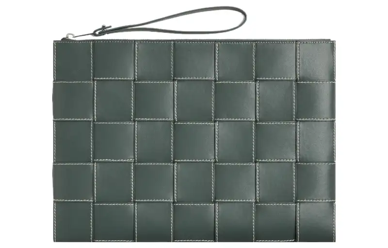 Bottega Veneta Cow Leather Clutch Large Men's Slate Gray