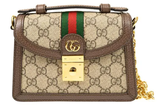 GUCCI Ophidia Canvas With Leather Handbag, Crossbody Bag, Shoulder Bag Mini Women's