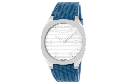 GUCCI Wrist Watches Quartz Movement Leather Strap 34mm Silver Dial Women's Watch 30m Water Resistant