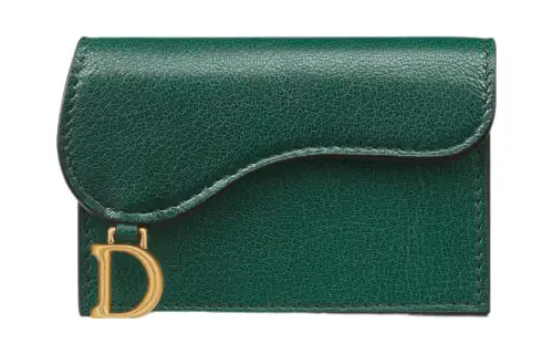 DIOR Saddle Sheepskin Card Holder Card Holder Regular Women's Pine Green