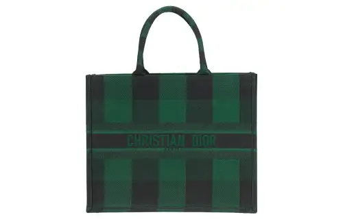 DIOR BookTote Canvas Bag, Tote Bag, Shopping Bag, Handbag Women's Green/Black