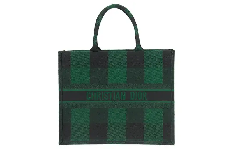 DIOR BookTote Canvas Bag, Tote Bag, Shopping Bag, Handbag Women's Green/Black