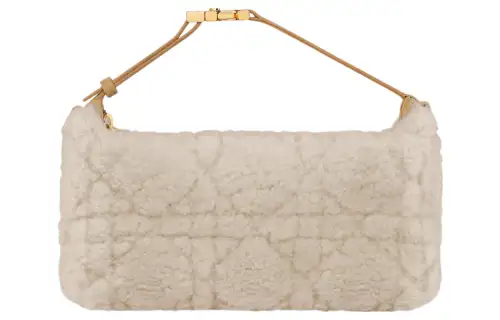 DIOR Travel Cannet Shearling Handbag Clutch Medium Women's Natural
