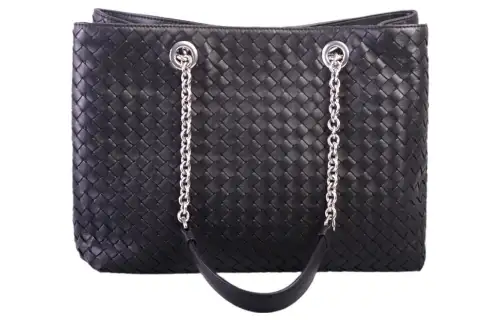 Bottega Veneta Woven Leather Handbag, Shoulder Bag Women's Black