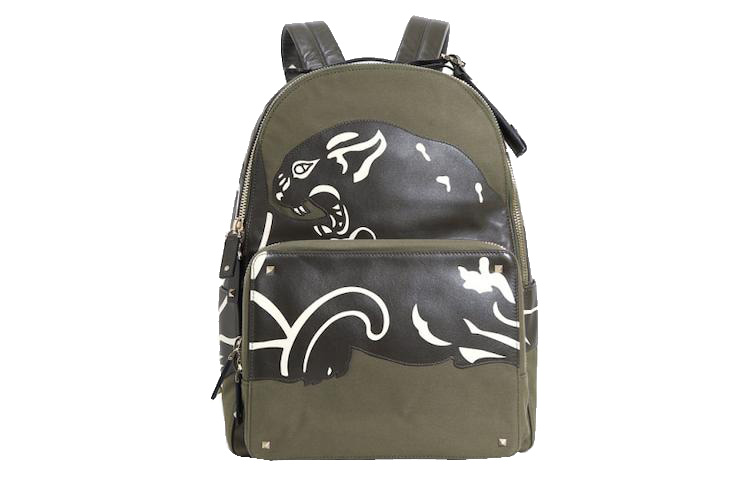 Valentino Foldable green backpack for leisure with zipper, print
