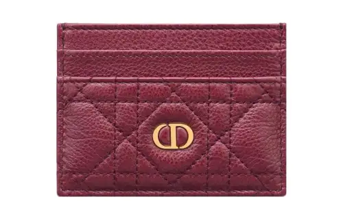 DIOR Caro Soft Cow Leather Card Holder Card Holder Regular Women's Deep Peach Red