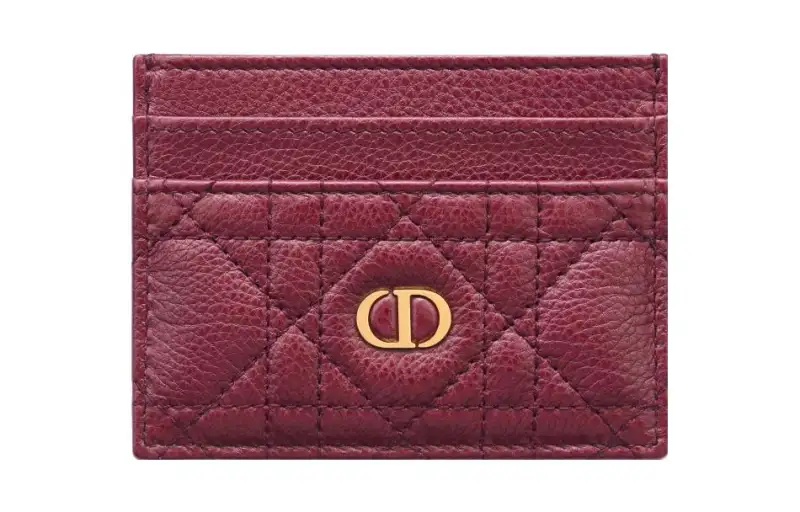 DIOR Caro Soft Cow Leather Card Holder Card Holder Regular Women's Deep Peach Red