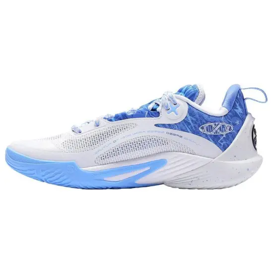 Bipolar X LINING Speed 10 Basketball Shoes Men Mid-Top Standard White/Deep Sail Blue