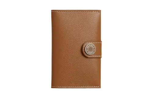 HERMES Evercolor Calfskin Card Holder Women's Gold